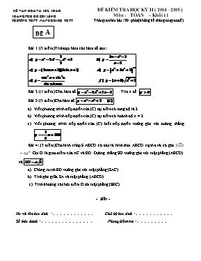 Đề kiểm tra kỳ II môn Toán học - Khối 11
